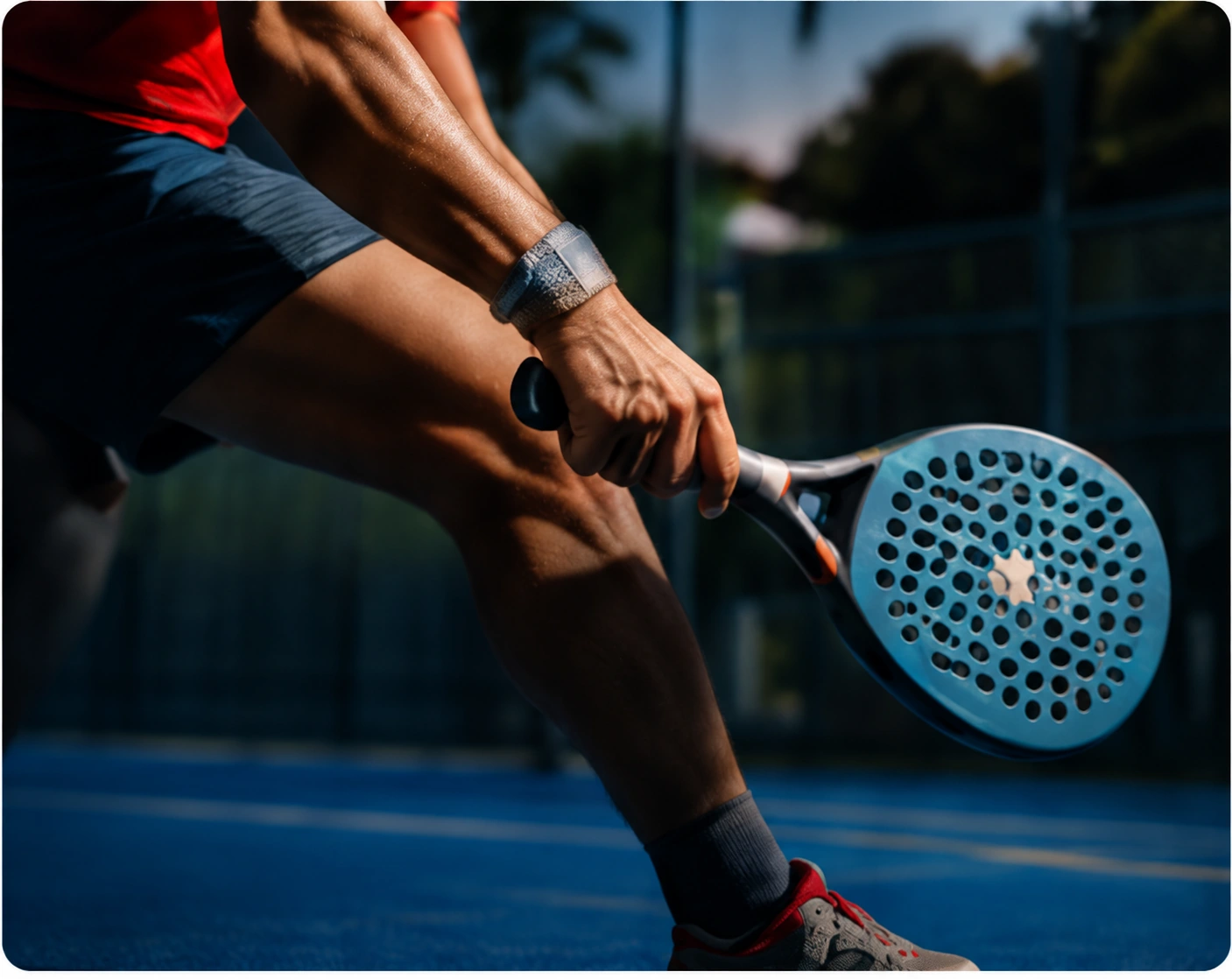 Joueur tenant sa raquette de padel